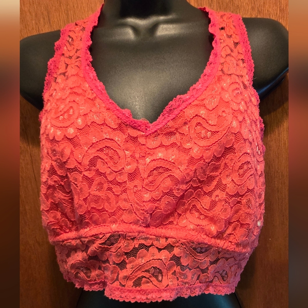 We The Free Lace Bralette in Vibrant Coral SzXL - Picture 3 of 5